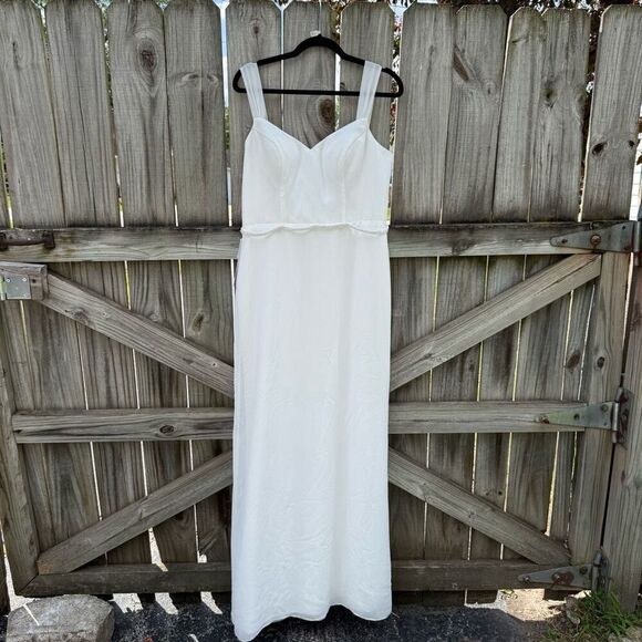NWT Azazie Violette Diamond White Maxi Wedding Dress - Picture 3 of 8